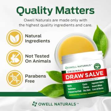 OWELL Naturals Drawing Salve Ointment 1oz, ingrown Hair Boil, Splinter Remover, Bug and Spider Bites, bee Sting, Mosquito bite Itch, Poison Ivy