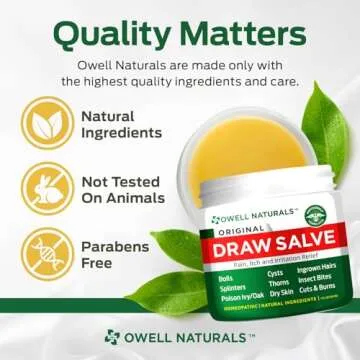 OWELL Naturals Drawing Salve Ointment 1oz, ingrown Hair Boil, Splinter Remover, Bug and Spider Bites, bee Sting, Mosquito bite Itch, Poison Ivy