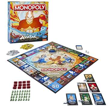 Hasbro Gaming Monopoly: Avatar: Nickelodeon The Last Airbender Edition Board Game for Kids Ages 8 and Up, Play as a Member of Team Avatar (Amazon Exclusive)