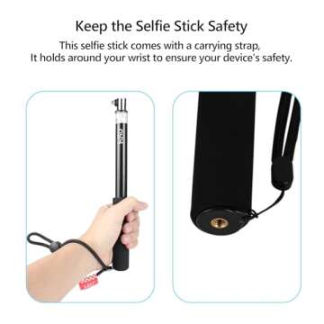 HSU Extendable Selfie Stick for Action Camera, Waterproof Hand Grip for GoPro Hero 13/12/11/10/9/8/7, Handheld Monopod 11.8" to 36.2" for Cell Phones AKASO Insta360 X4 X3 and Other Action Cameras