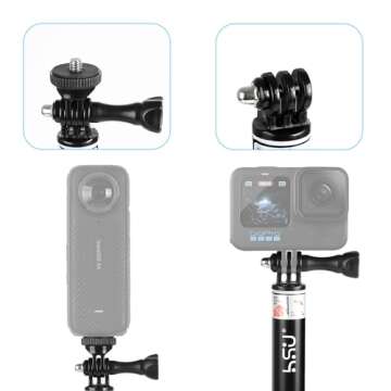 HSU Extendable Selfie Stick for Action Camera, Waterproof Hand Grip for GoPro Hero 13/12/11/10/9/8/7, Handheld Monopod 11.8" to 36.2" for Cell Phones AKASO Insta360 X4 X3 and Other Action Cameras