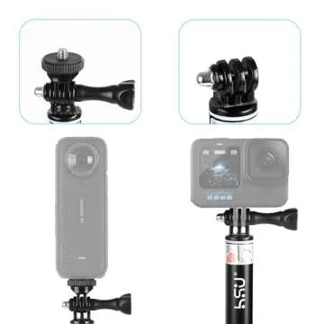 HSU Extendable Selfie Stick for Action Camera, Waterproof Hand Grip for GoPro Hero 13/12/11/10/9/8/7, Handheld Monopod 11.8" to 36.2" for Cell Phones AKASO Insta360 X4 X3 and Other Action Cameras