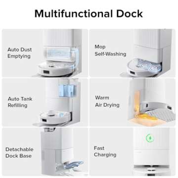 roborock Qrevo Plus Robot Vacuum and Mop with FlexiArm Design Edge Mopping, Self-Emptying, 10 mm Liftable Mops, Auto Mop Washing & Drying, Reactive Tech Obstacle Avoidance, 7,000 Pa Suction, White