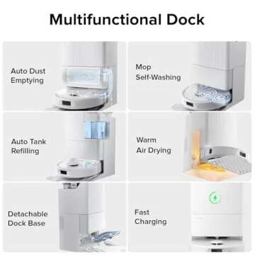 roborock Qrevo Plus Robot Vacuum and Mop with FlexiArm Design Edge Mopping, Self-Emptying, 10 mm Liftable Mops, Auto Mop Washing & Drying, Reactive Tech Obstacle Avoidance, 7,000 Pa Suction, White