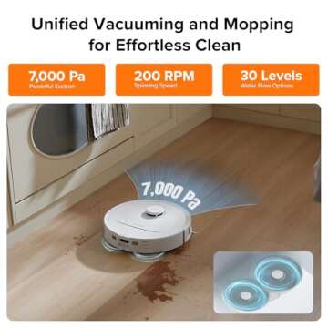 roborock Qrevo Plus Robot Vacuum and Mop with FlexiArm Design Edge Mopping, Self-Emptying, 10 mm Liftable Mops, Auto Mop Washing & Drying, Reactive Tech Obstacle Avoidance, 7,000 Pa Suction, White