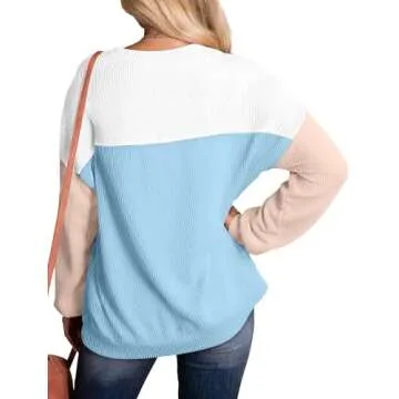WIHOLL Womens Tunic Tops Long Sleeve Sky Blue
