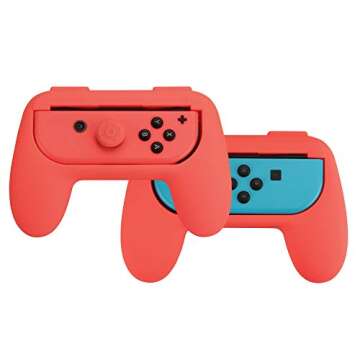 Amazon Basics Grip Kit for Nintendo Switch Joy-Con Controllers - Red