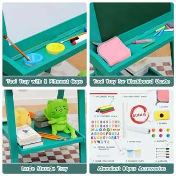 JUZBOT Deluxe Kids Easel for Creative Learning Fun