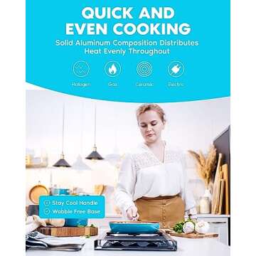 Gotham Steel 20 Piece Copper Pots and Pans Set Nonstick Cookware Set + Complete Ceramic Bakeware Set for Kitchen with Long Lasting Non Stick, Dishwasher/Oven Safe, Non Toxic – Turquoise