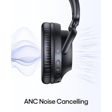 TAGRY Active Noise Cancelling Headphones 100H Playtime Wireless Over Ear Bluetooth Headphones with Deep Bass Fast Charging Light Weight Comfort Earcups Headsets for Travel Home Office Phone PC Black