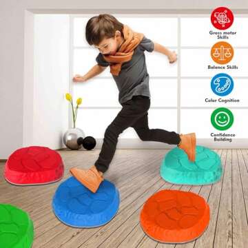 SmartYeen Stepping Stones for kids,8/12 PCS Durable Non-Slip Balance Stones Indoor Outdoor toys for toddlers develope Kids Balance and Coordination Skills