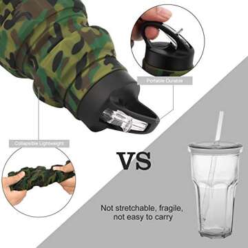 PenghaiYunfei Collapsible Travel Water Bottle19.6 oz, Reuseable Silicone Foldable Water Bottles for Gym Camping Hiking, Portable Leak Proof Sports Water Bottle with Carabiner (Army green camouflage)