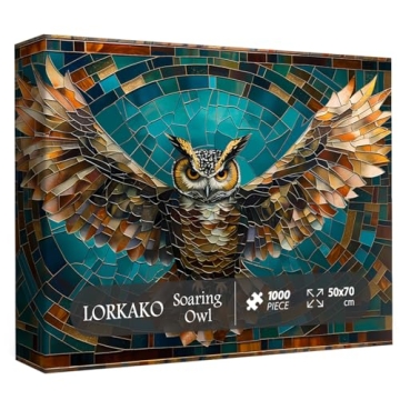 LORKAKO 1000 Piece Owl Stained Glass Puzzle - Challenging & Fun