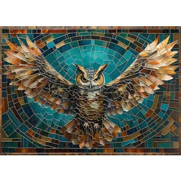 Owl Stained Glass 1000 Piece Puzzle for Adults