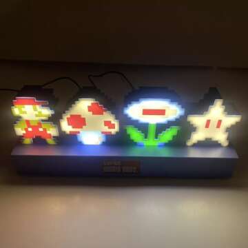 Paladone Super Mario Bros Icons Light, Sound Reactive Mode, Decorative Light Up Super Mario Figure B...