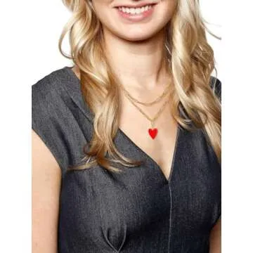 CILILI Preppy Necklace for Women, Forever Love Heart Enamel Pendant Paperclip Necklace 18K Gold Plated Jewelry Gifts