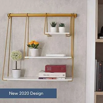 RoomA Gold Floating Shelf - Modern Decorative Wall Storage