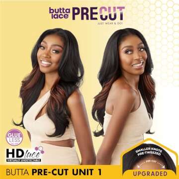 Sensationnel Butta lace precut wigs - unit 1 glueless extra wide 5 inch deep parting synthetic pre t...