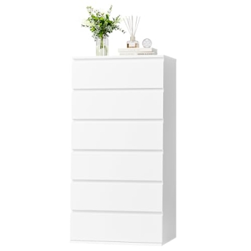 FOTOSOK 6 Drawer White Dresser for Stylish Storage
