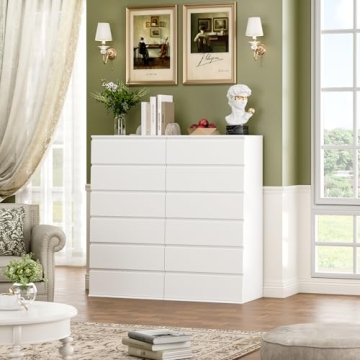 FOTOSOK 6 Drawer White Dresser for Stylish Storage
