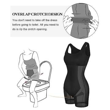 Popilush Shapewear Dress Mini Slit Built in Shapewear Bra 8 in 1 Square Neck Bodycon Summer Dress for Women 2024 Black