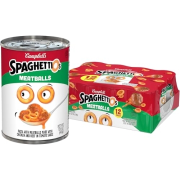 SpaghettiOs Canned Pasta with Meatballs - 12 Pack of 15.6 oz Cans