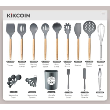 Kikcoin 23PCS Kitchen Utensils Set with Wood Handle