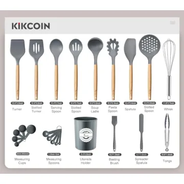 Kikcoin 23PCS Kitchen Utensils Set with Wood Handle