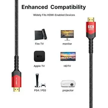 10K 8K HDMI Cable 2.1 2 Pack 6ft, JSAUX 48Gbps Ultra High Speed HDMI Cable Braided Cord, 4K@120Hz, 4K@144Hz, 8K@60Hz, HDCP 2.2&2.3, HDR 10, eARC,ARC Compatible with Dolby PS5 Monitor HDTV Soundbar-Red