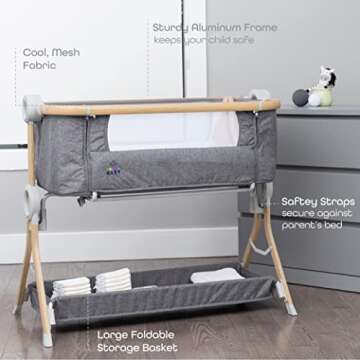 KoolerThings Baby Bassinet, Bedside Sleeper for Baby, Easy Folding Portable Crib with Storage Basket...