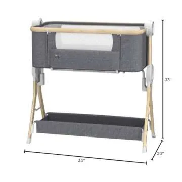 KoolerThings Baby Bassinet, Bedside Sleeper for Baby, Easy Folding Portable Crib with Storage Basket for Newborn, Bedside Bassinet, Comfy Mattress/Travel Bag Included