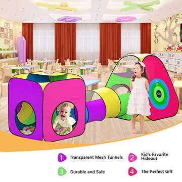 wilwolfer 5pc Kids Play Tent for Toddler with 1 Baby Ball Pits, 2 Baby Crawl Tunnels, 2 Pop Up Tents...