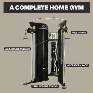 Inspire Fitness FT1 Functional Trainer - Compact at Home Workout Machine with Accessories - Two 165 ...