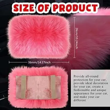 Frienda Furry Armrest Cover Auto Center Console Cover Car Soft Console Pad, Real Sheepskin Wool Soft Fluffy Auto Center Armrest Pad for Most Car Decoration Protector(Pink)