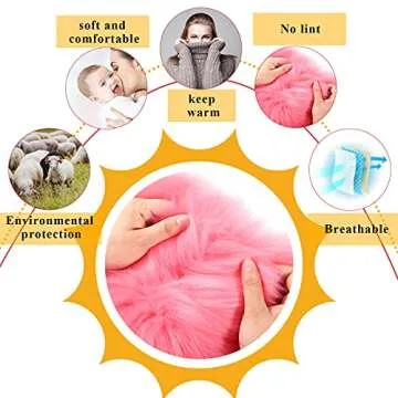 Frienda Furry Armrest Cover Auto Center Console Cover Car Soft Console Pad, Real Sheepskin Wool Soft Fluffy Auto Center Armrest Pad for Most Car Decoration Protector(Pink)