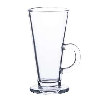 Irish Coffee Mug Tall glass, Latte Cups, Cappuccino and Hot Chocolate Mugs with Handle, Clear Glass,...
