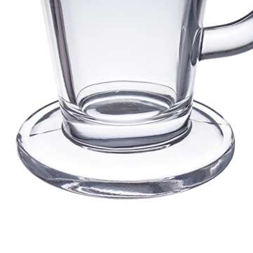 Irish Coffee Mug Tall glass, Latte Cups, Cappuccino and Hot Chocolate Mugs with Handle, Clear Glass, ZERO LEAD for Hot Ounces 6-piece Set (8.5 Ounces)