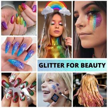 HTVRONT Fine Glitter for Crafts - 50g/1.76oz Rose Gold Glitter for Resin, 1/128''Portable Extra Fine Glitter for Nails, Tumblers, Ornaments, Candle, Cosmetic, Body, Slime Glitter Bulk Shaker Jar