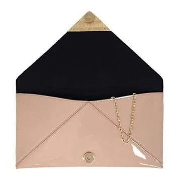 Stylish JNB Faux Patent Leather Clutch in Nude