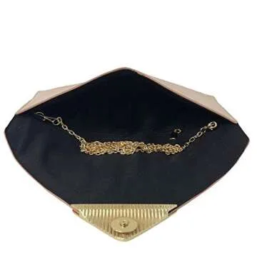 Stylish JNB Faux Patent Leather Clutch in Nude