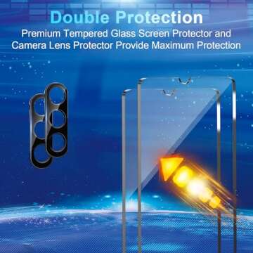 4+3 Pack Screen Protector Compatible with Galaxy A16, 4 Pack Tempered Glass with 3 Pack Camera Lens Protector, High Clarity, Anti-Shatter, Bubble Free