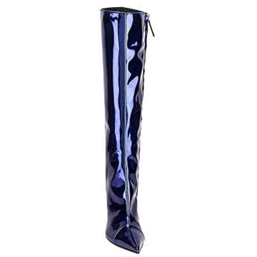 Arqa Metallic Boots for Women Pointed Toe High Stiletto Heel Knee High Boot Fashion Chrome Zipper Bo...