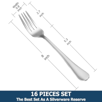 Premium 16-Piece Stainless Steel Fork Set - Dishwasher Safe
