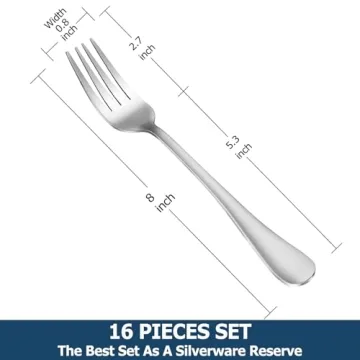 Premium 16-Piece Stainless Steel Fork Set - Dishwasher Safe