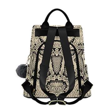 ALAZA Black White Snake Skin Animal Print Backpack Purse for Women Anti Theft Fashion Back Pack Shou...