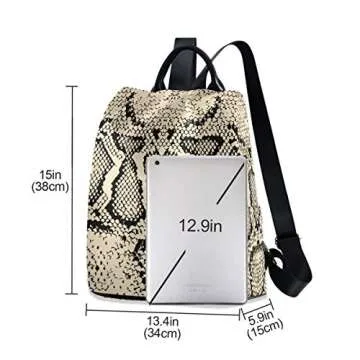 ALAZA Black White Snake Skin Animal Print Backpack Purse for Women Anti Theft Fashion Back Pack Shoulder Bag