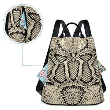 ALAZA Black White Snake Skin Animal Print Backpack Purse for Women Anti Theft Fashion Back Pack Shoulder Bag