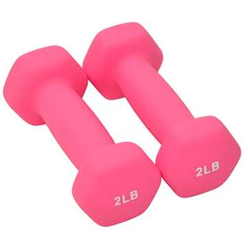 Signature Fitness Neoprene Dumbbell Hand Weights, Anti-Slip, Anti-roll, Hex Shape Colorful, 20-Pound Set: 2LB, 3LB, 5LB Pair of Each
