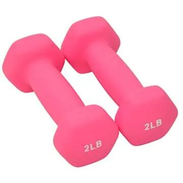 Signature Fitness Neoprene Dumbbell Hand Weights, Anti-Slip, Anti-roll, Hex Shape Colorful, 20-Pound Set: 2LB, 3LB, 5LB Pair of Each