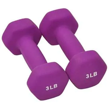 Signature Fitness Neoprene Dumbbell Hand Weights, Anti-Slip, Anti-roll, Hex Shape Colorful, 20-Pound Set: 2LB, 3LB, 5LB Pair of Each